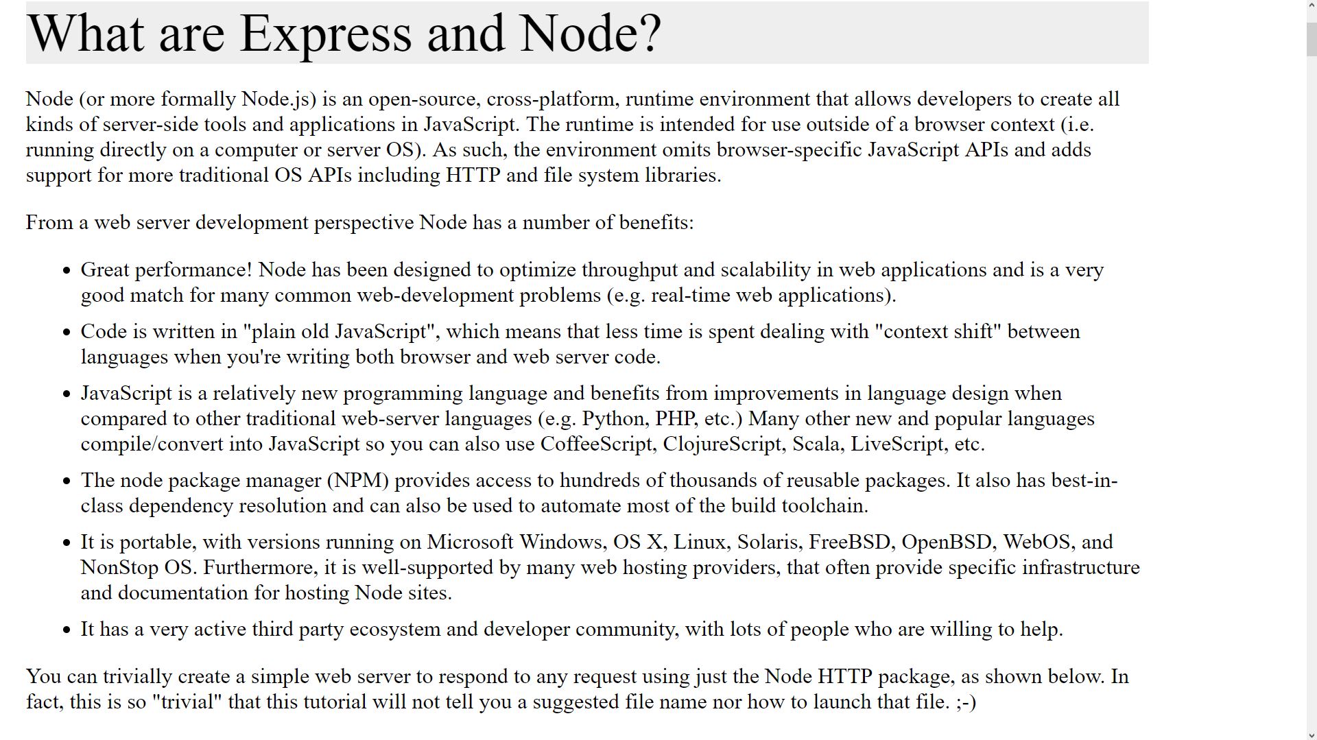 Link to portfolio project about Node js