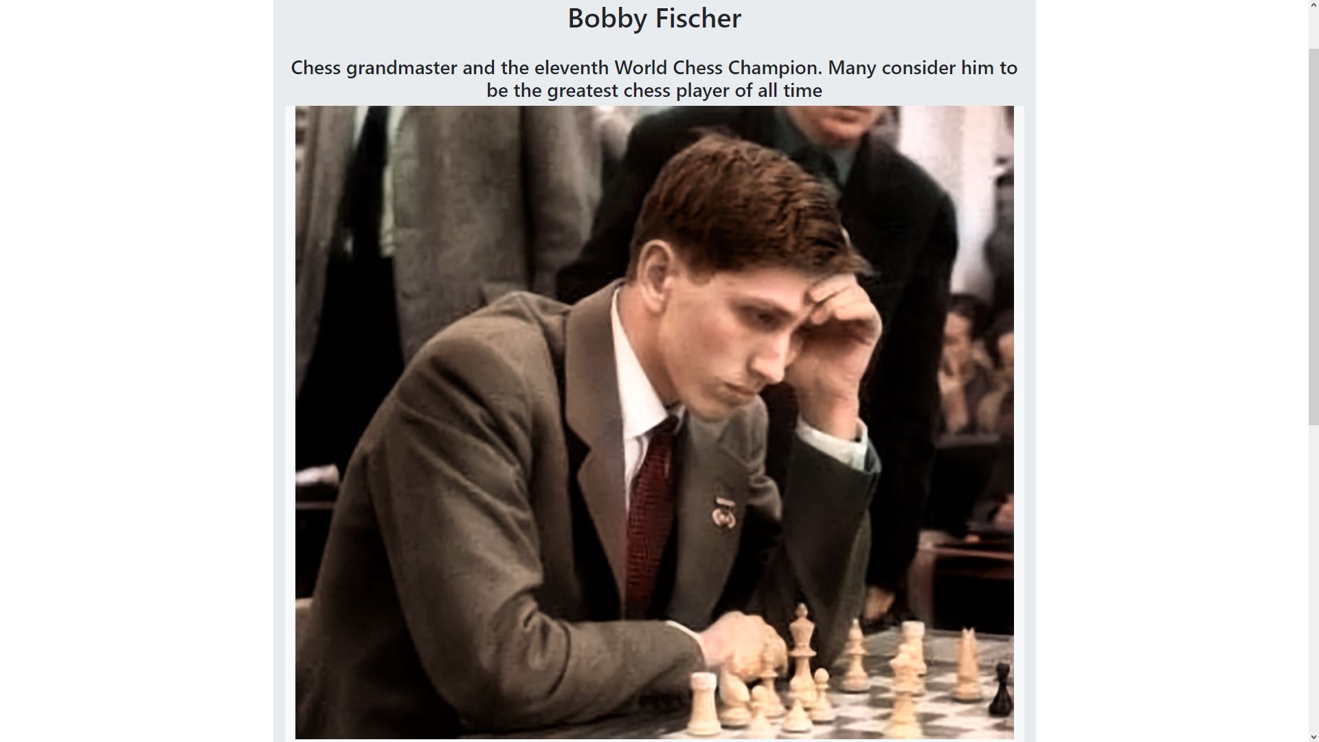 Link to portfolio project about Bobby Fisher